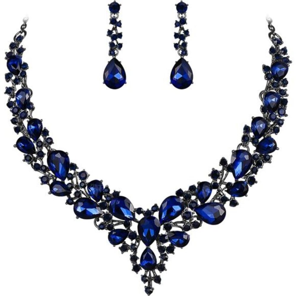 Women's Wedding Bridal Austrian Crystal Teardrop Cluster Statement